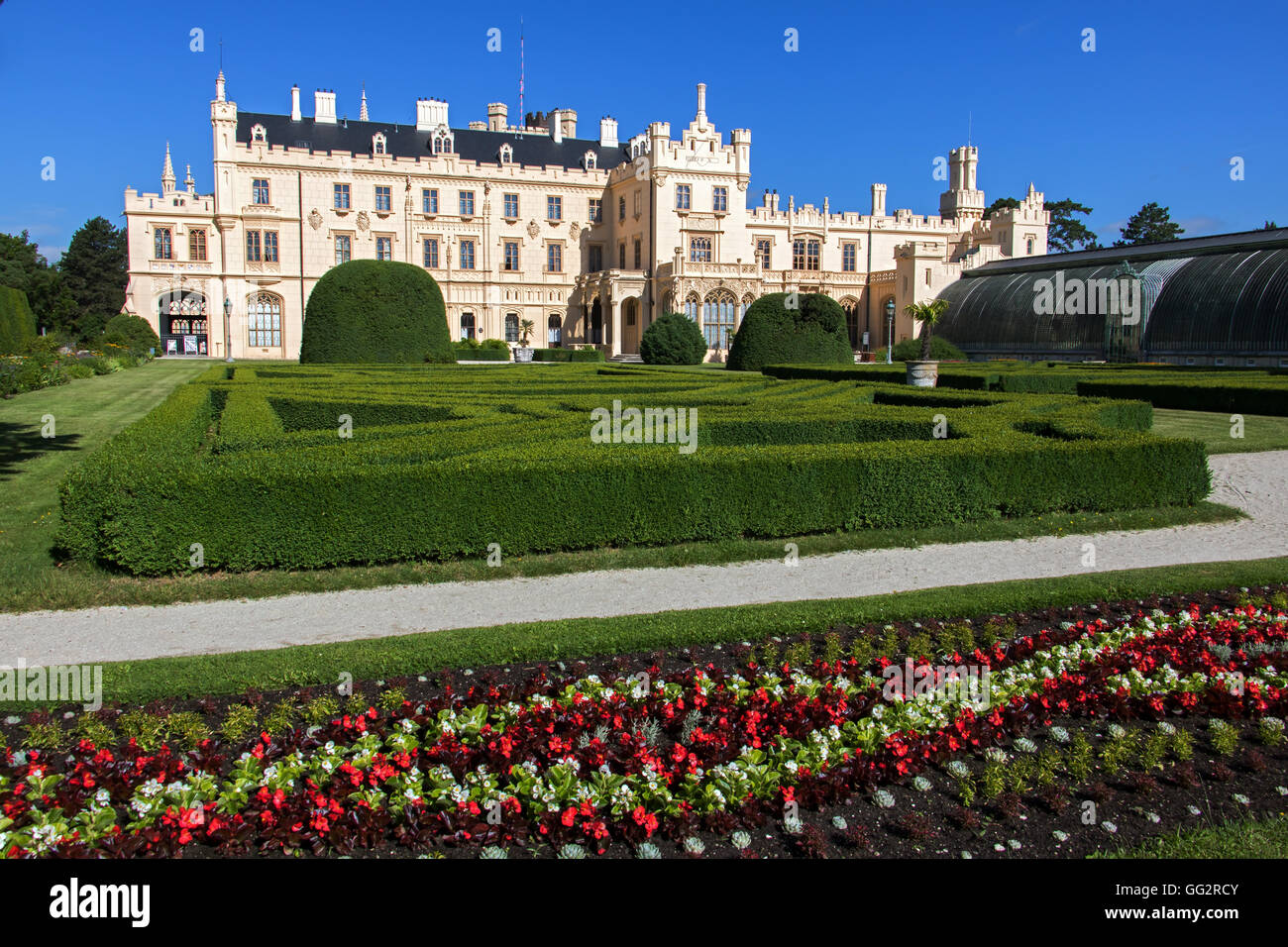 romantic-castle-lednice-with-flower-garden-at-summer-day-czech