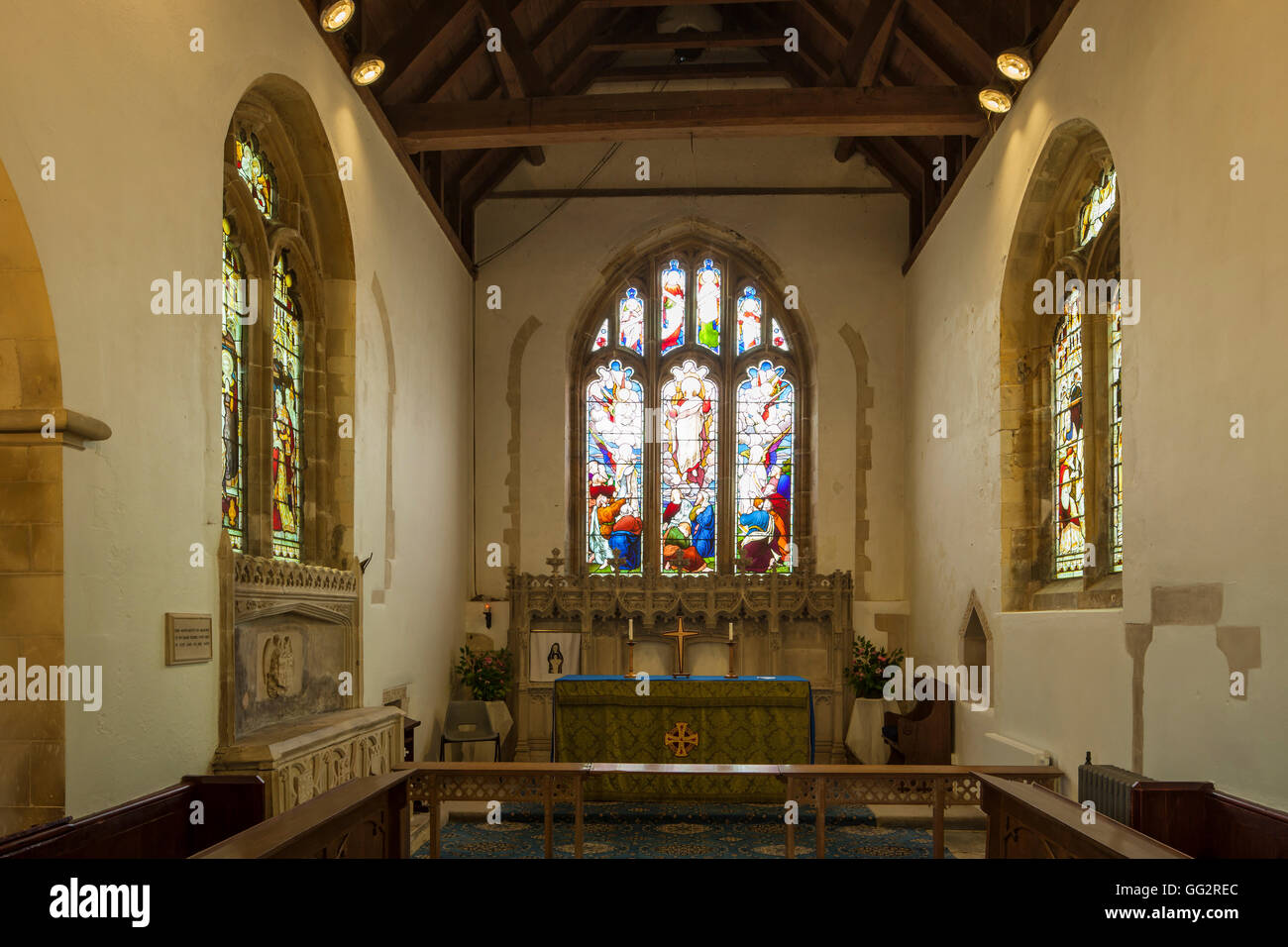 Interior of St Mary's church in Sompting village, West Sussex, England. Stock Photo