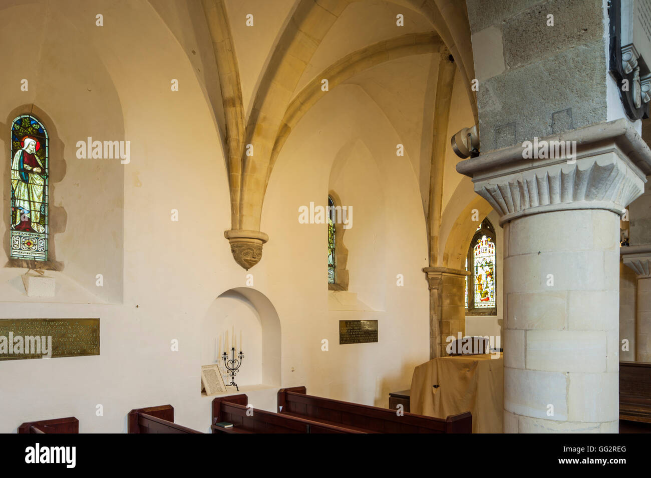 Interior of St Mary's church in Sompting village, West Sussex, England