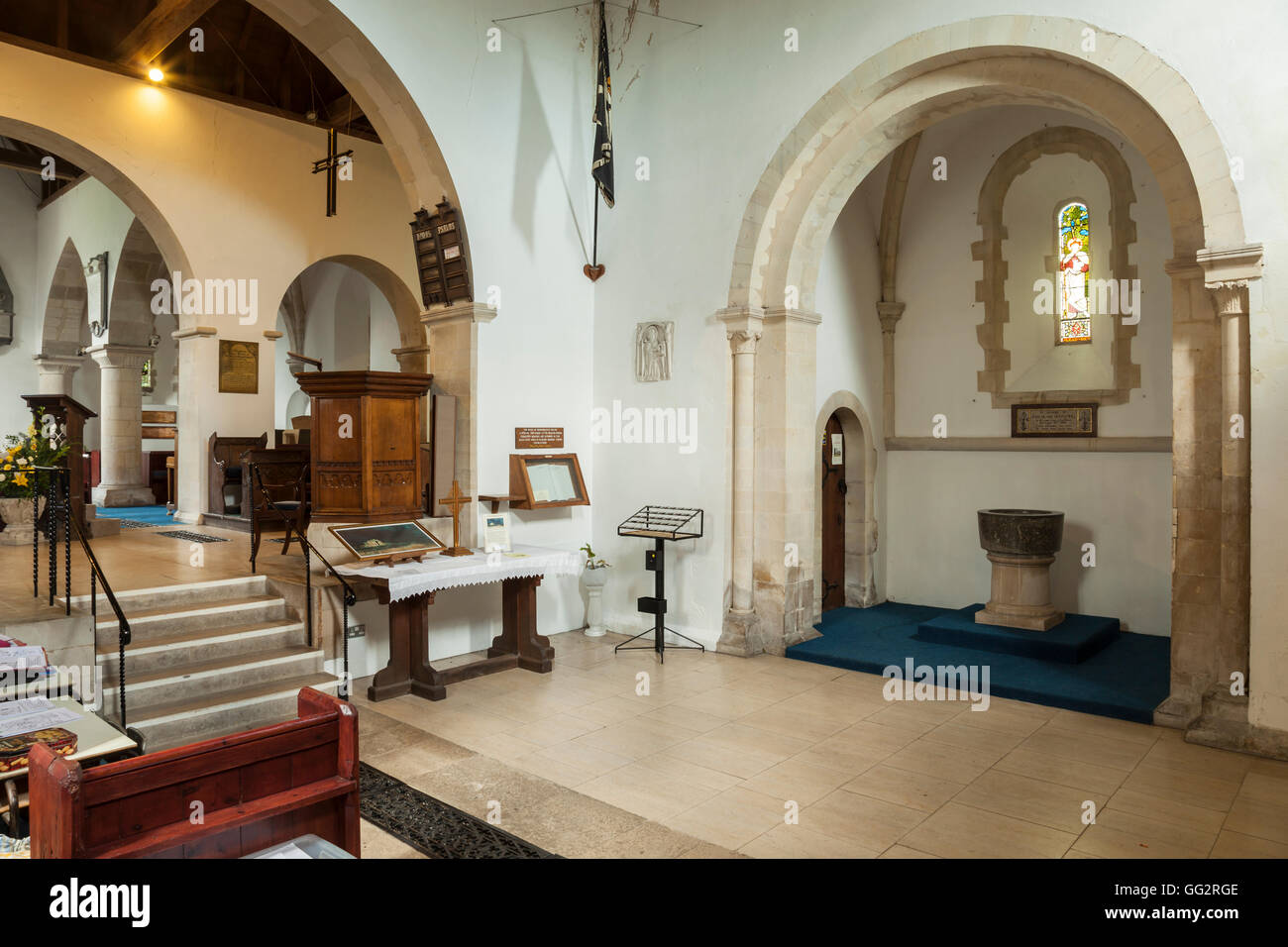 Interior of St Mary's church in Sompting village, West Sussex, England