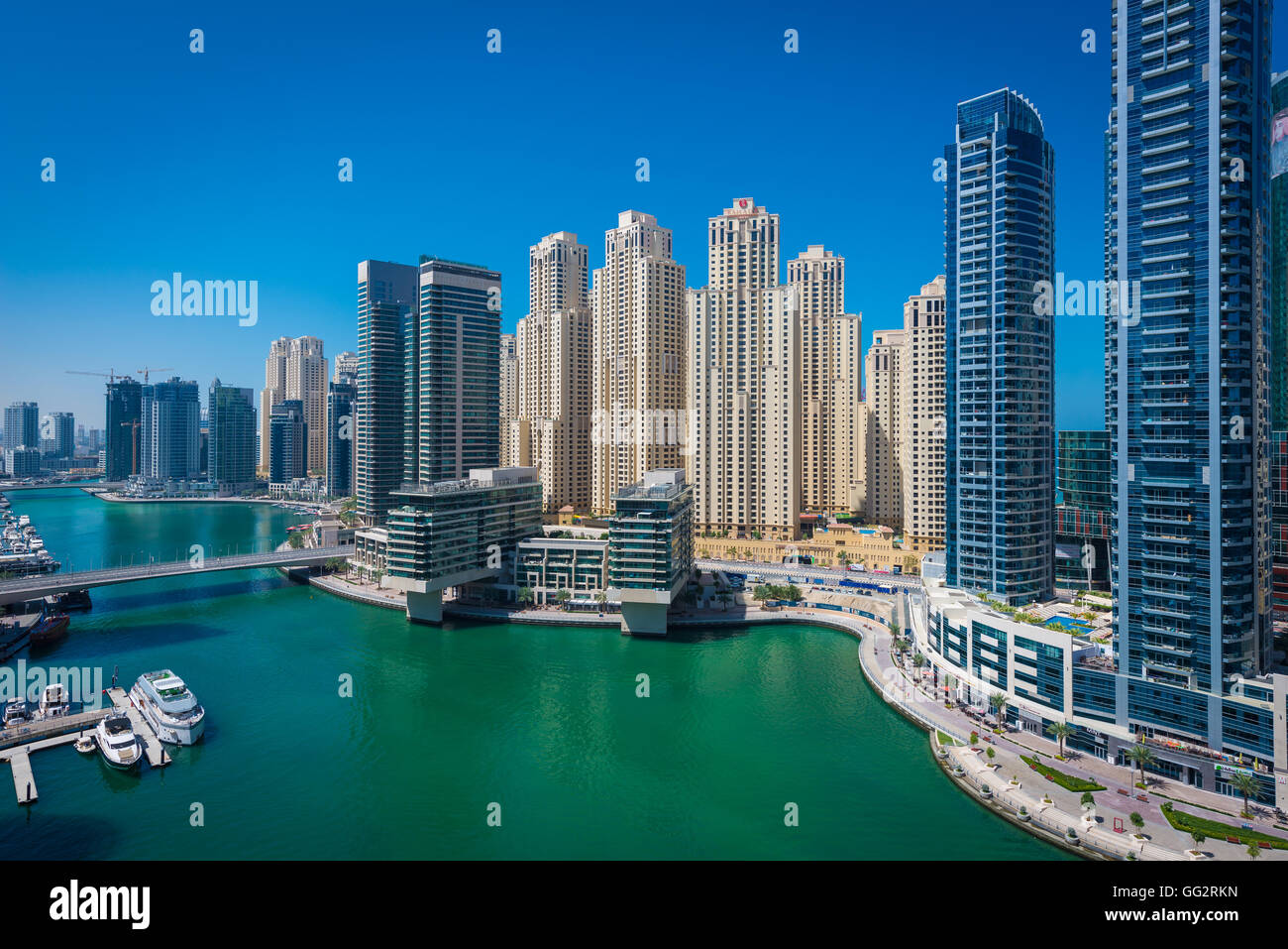 View of Dubai Marina from The Address Hotel, Dubai, United Arab Emirates Stock Photo