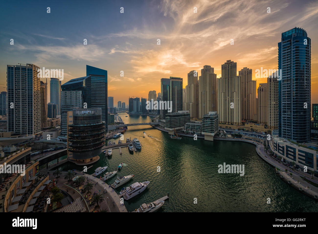 View of Dubai Marina from The Address Hotel, Dubai, United Arab Emirates Stock Photo