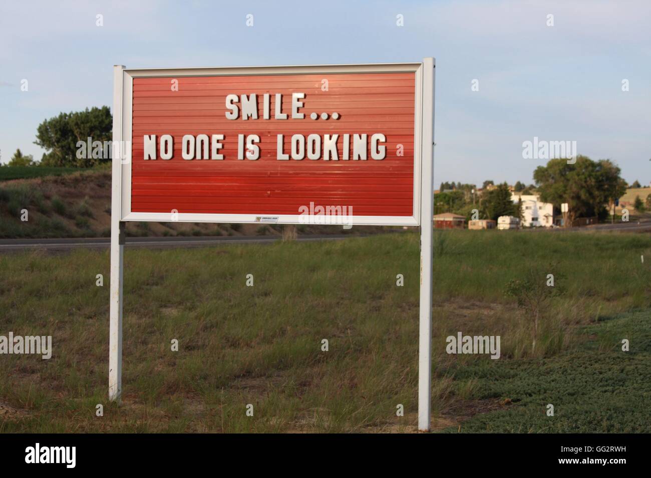 Motivational roadside message in north west USA Stock Photo