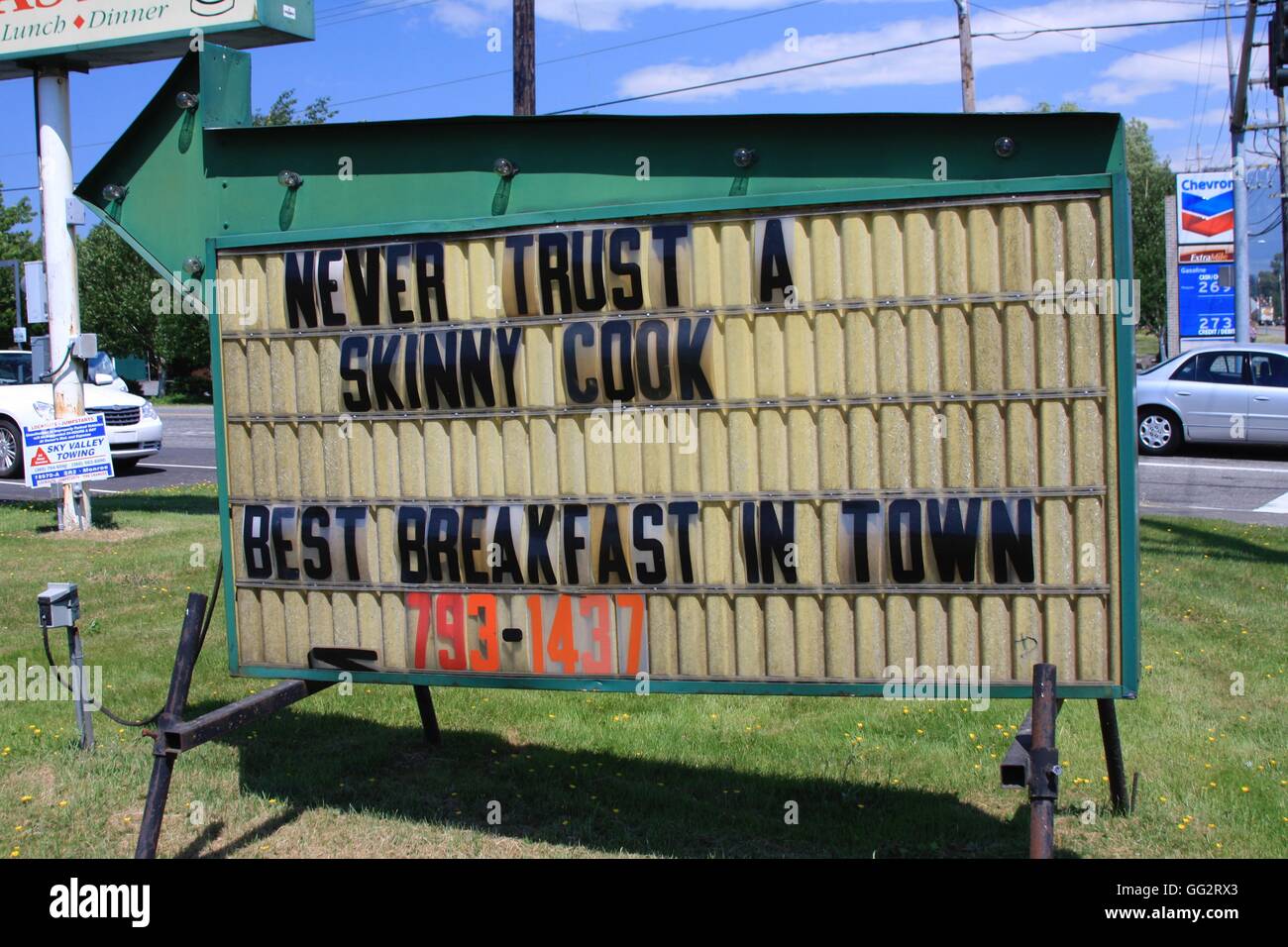 Funny, quirky sign for a US roadside diner Stock Photo