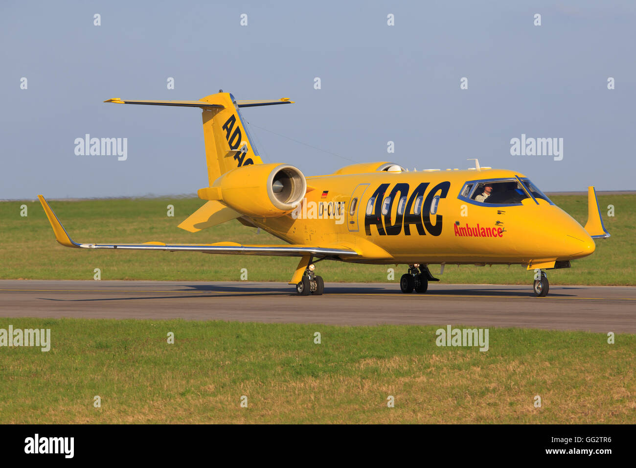 Luxembourg/Luxembourg August 9, 2015: A Jet from ADAC taxing at Luxembourg Airport Stock Photo