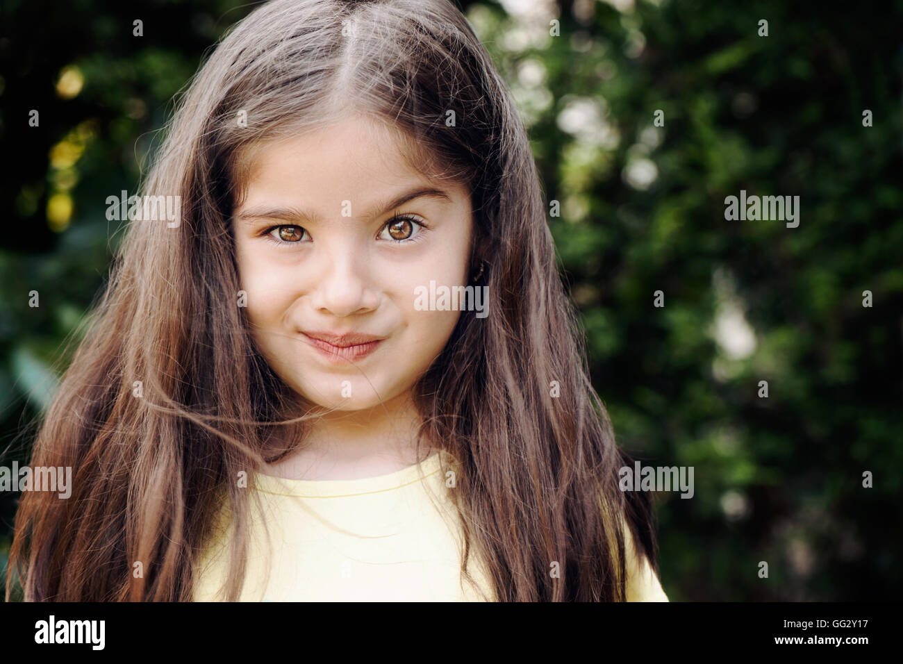 Little girl raising her eyebrow Stock Photo