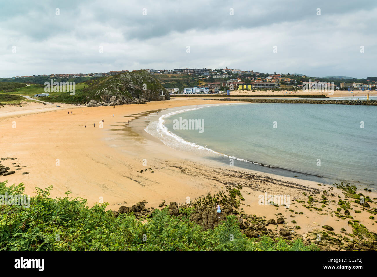 Beach of Cuchia and Bay of Biscay Sea in Miengo, Cantabria, Spain Stock