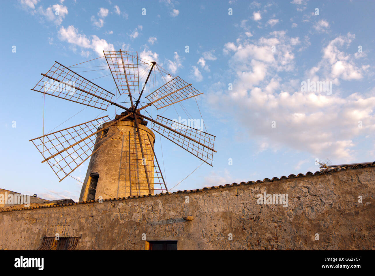 Windmill in the province of Trapani Stock Photo