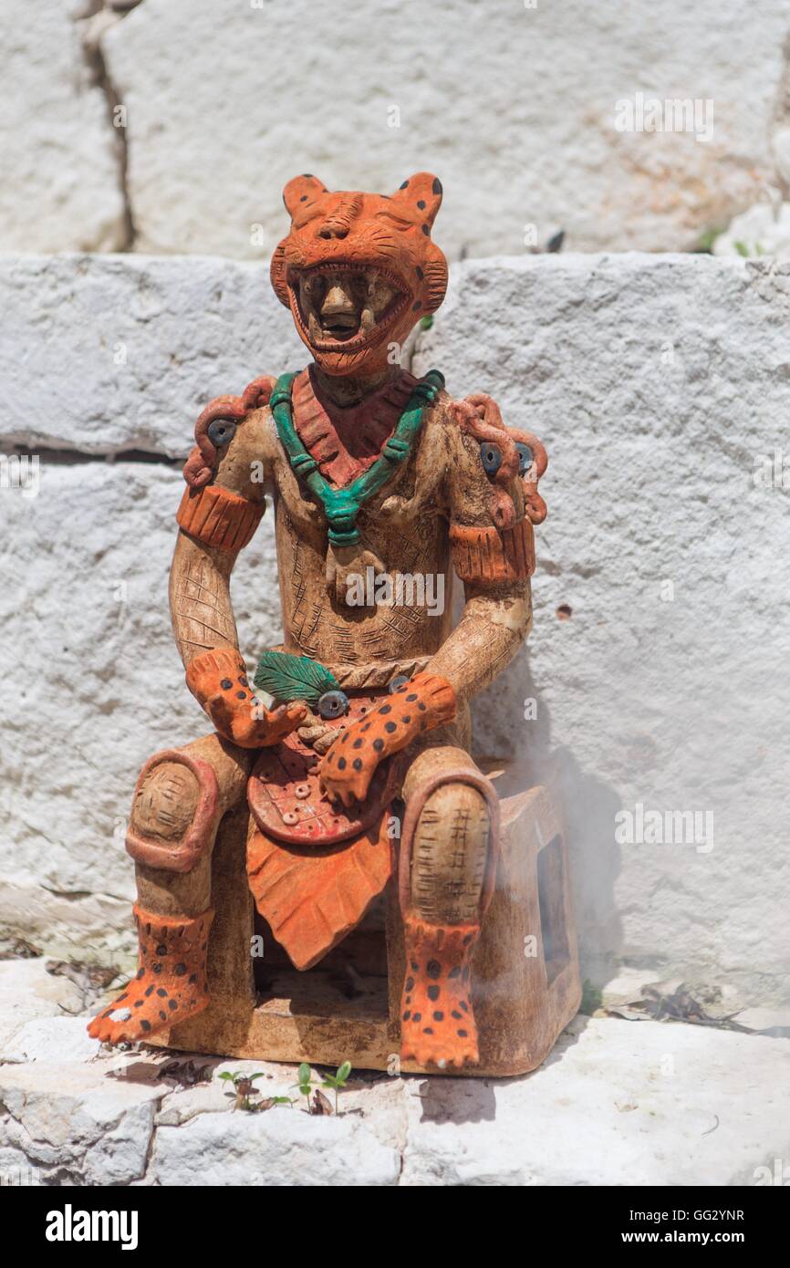A Mayan pottery sculpture on display in the city of Valladolid, Yucatan Peninsula, Mexico Stock Photo