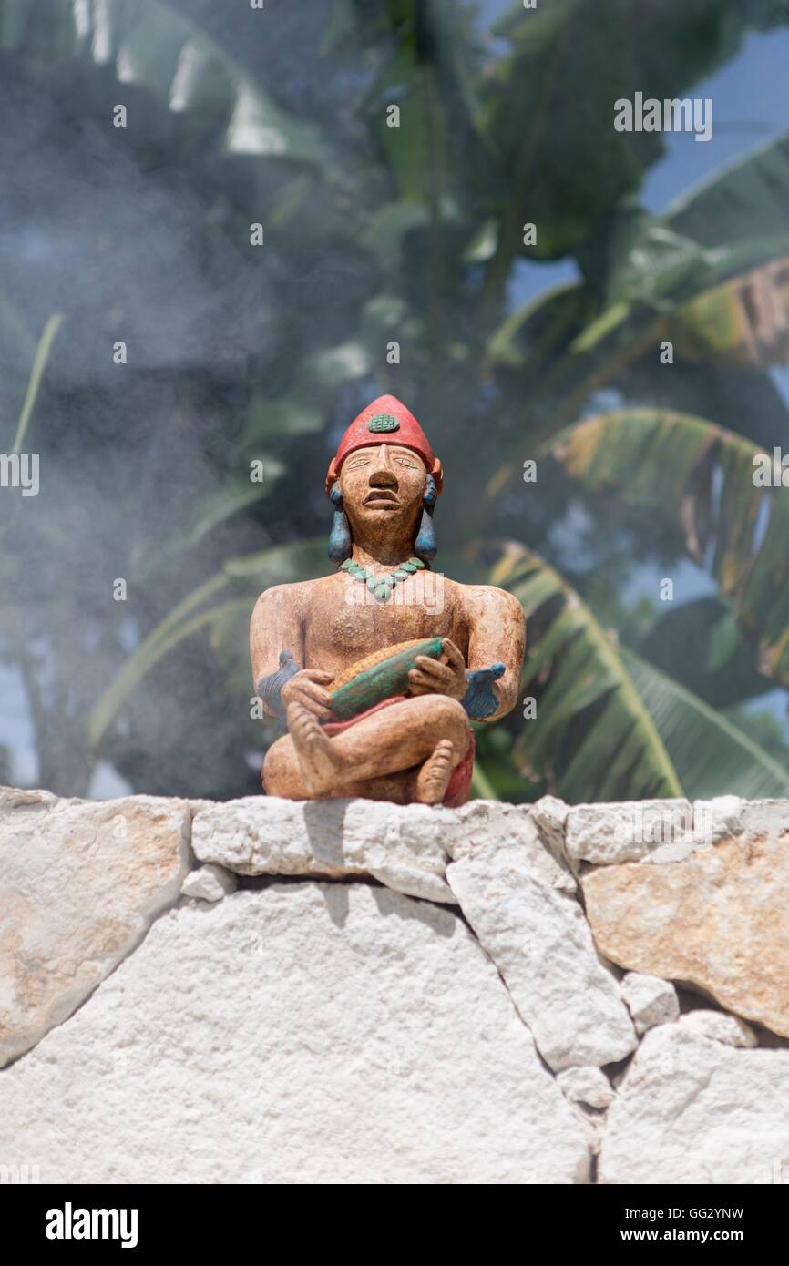 A Mayan pottery sculpture on display in the city of Valladolid, Yucatan Peninsula, Mexico Stock Photo