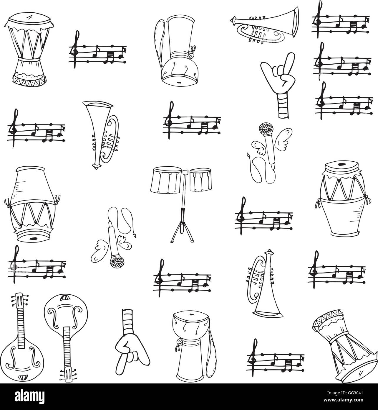 Music set element doodles Stock Vector Image & Art - Alamy