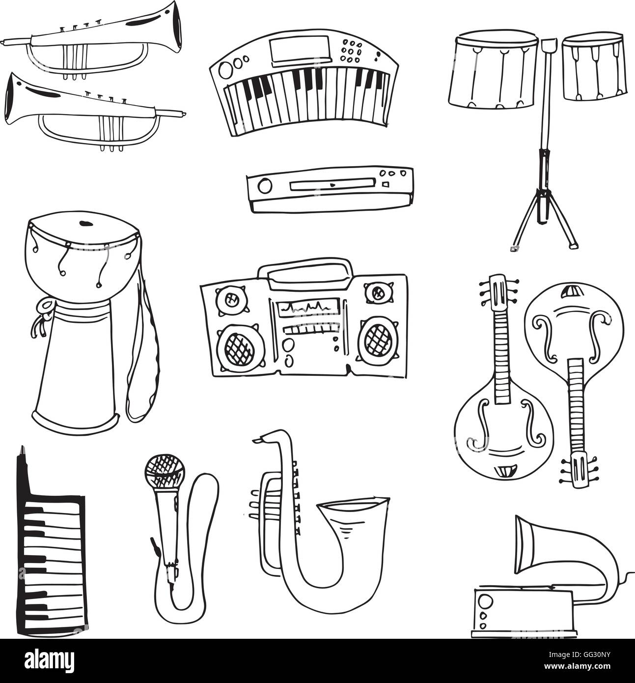 Music set object doodles Stock Vector Image & Art - Alamy