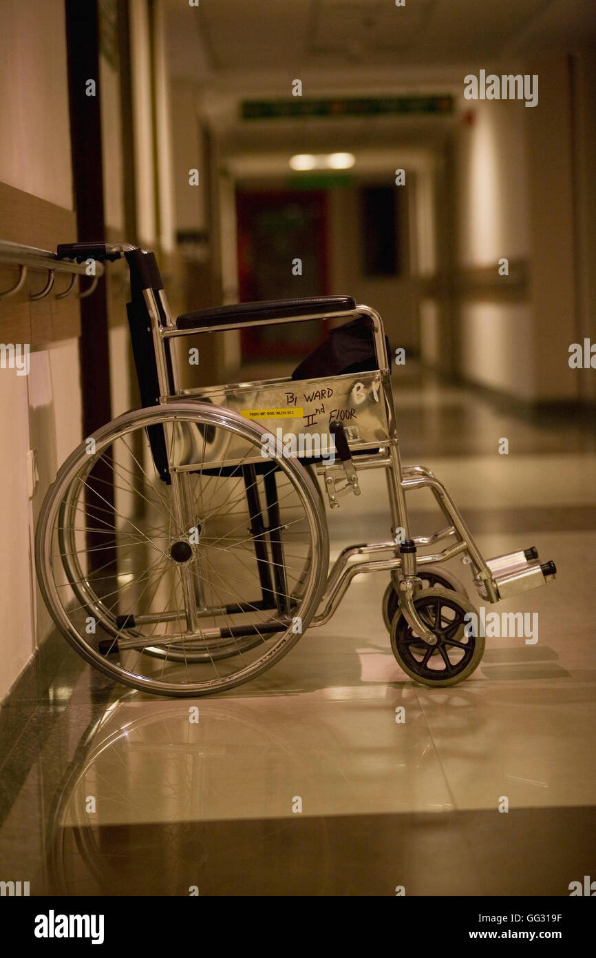 Wheelchair in the corridor Stock Photo Alamy