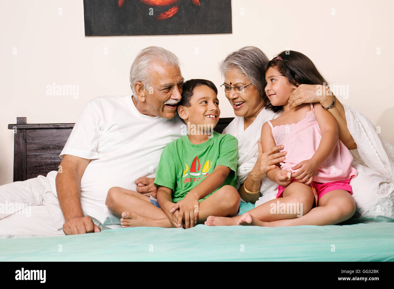 Grandparents and grandchildren Stock Photo