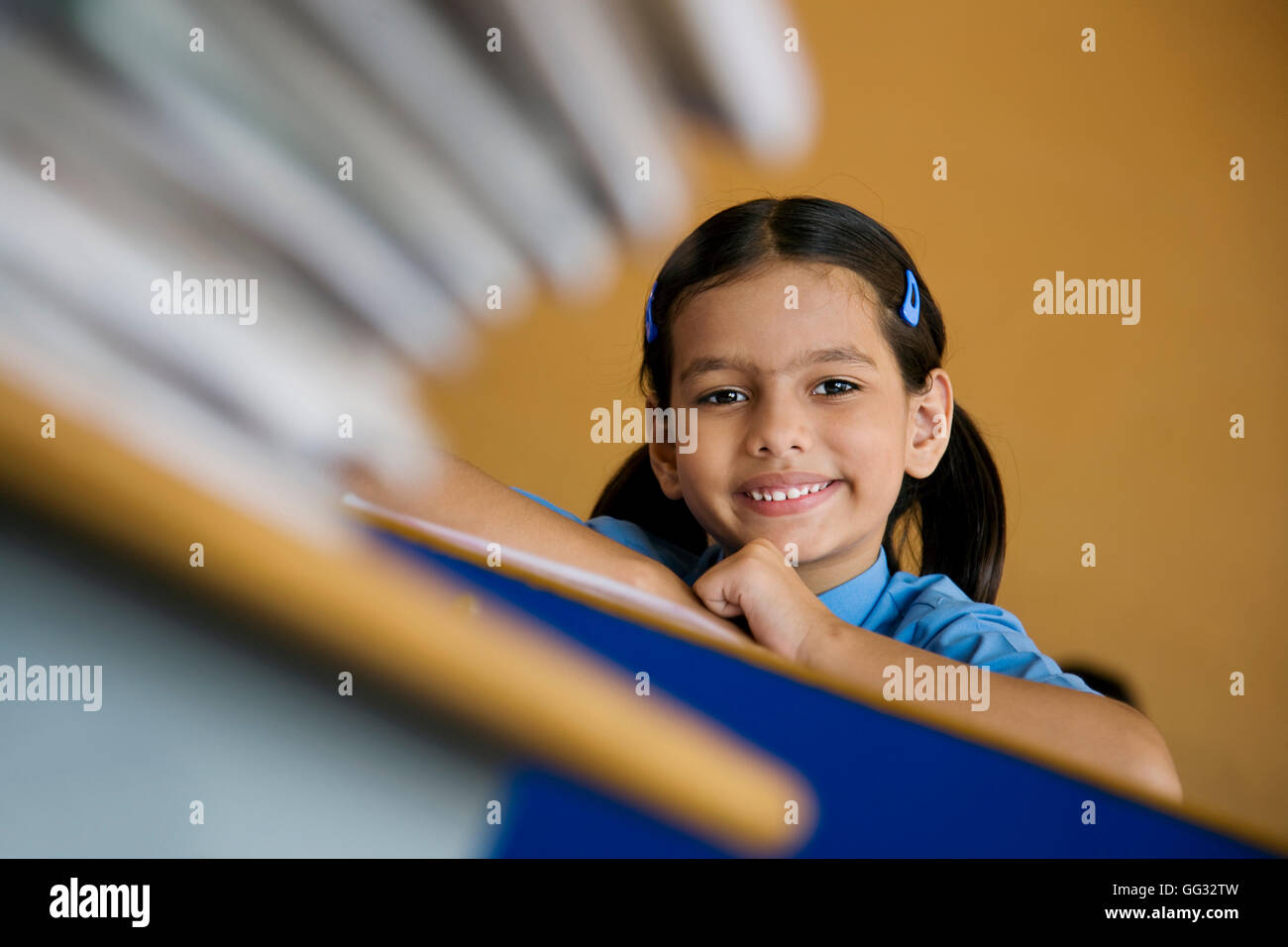 School girl at her desk Stock Photo - Alamy
