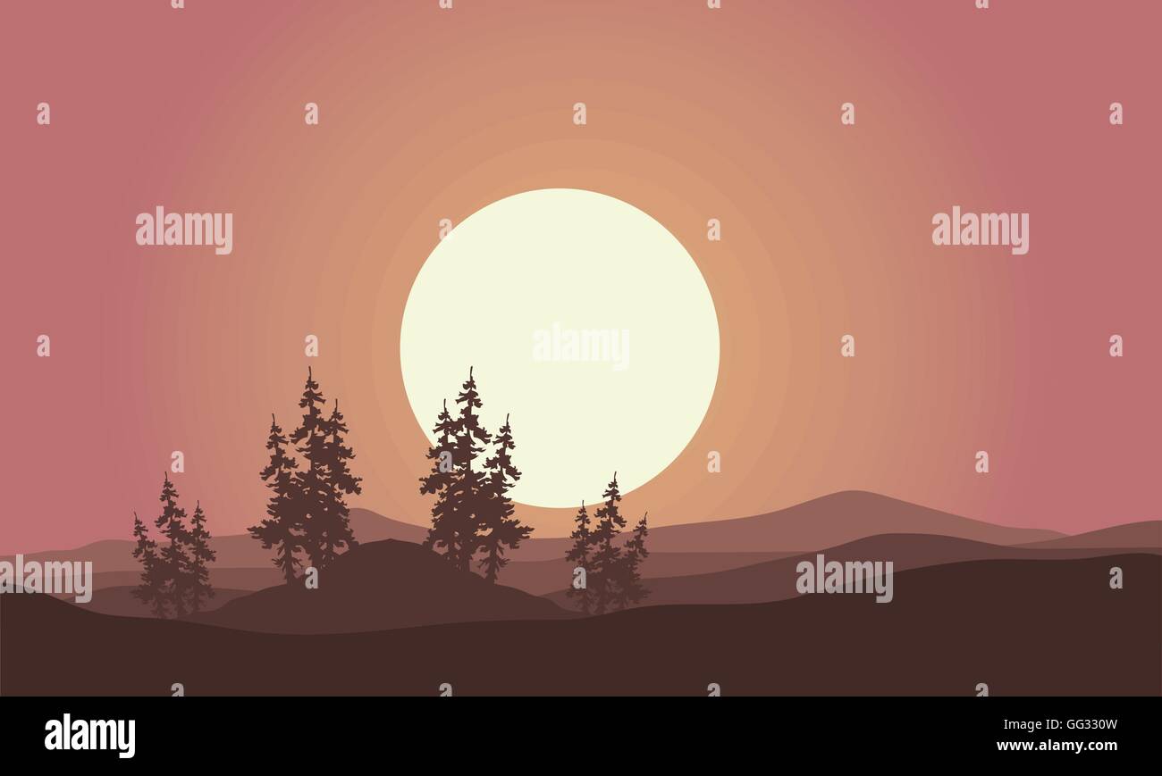 Silhouette of hills and spruce scenery Stock Vector Image & Art - Alamy
