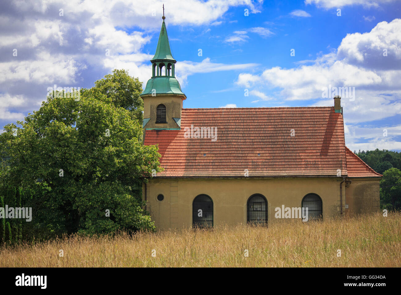 church in czech Rozany, near german border Stock Photo