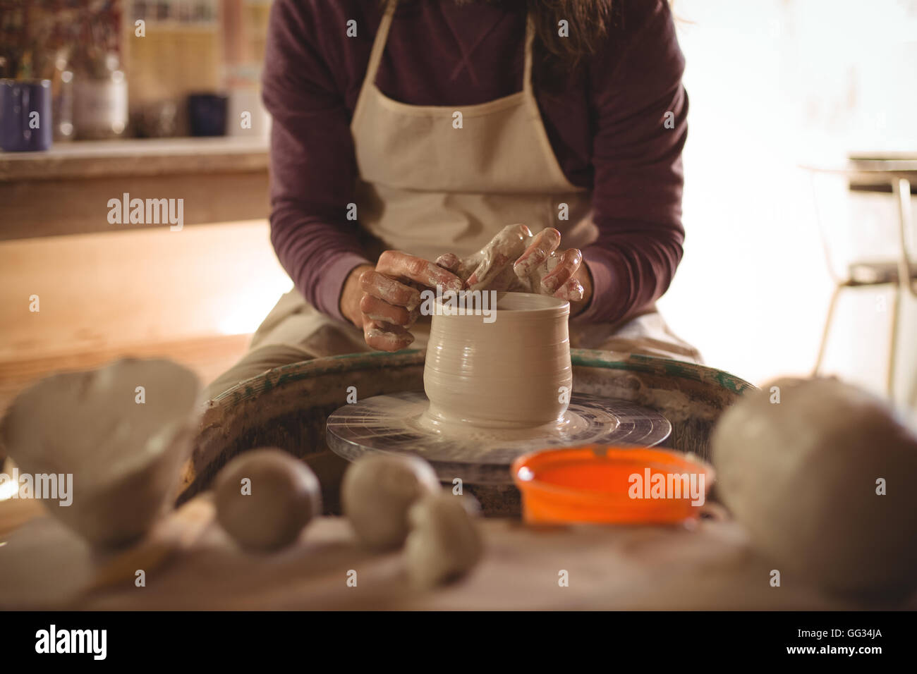 Male potter making pot Stock Photo Alamy