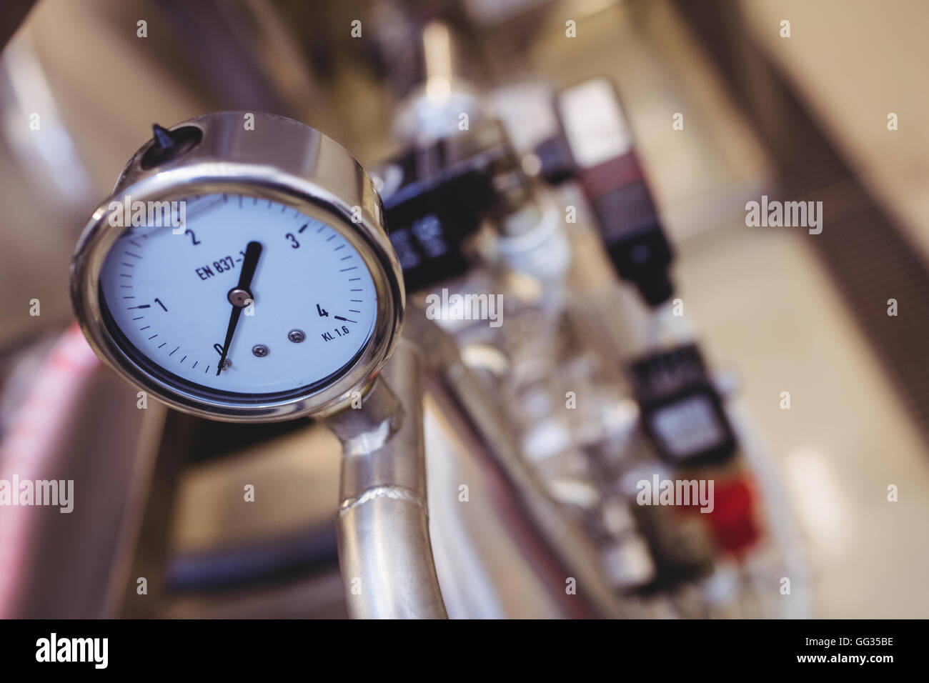 High angle view of pressure gauge Stock Photo