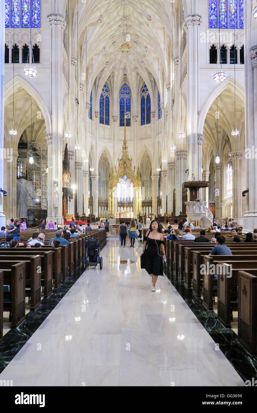 Interior, Cathedral of St. Patrick, Fifth Avenue, NYC Stock Photo