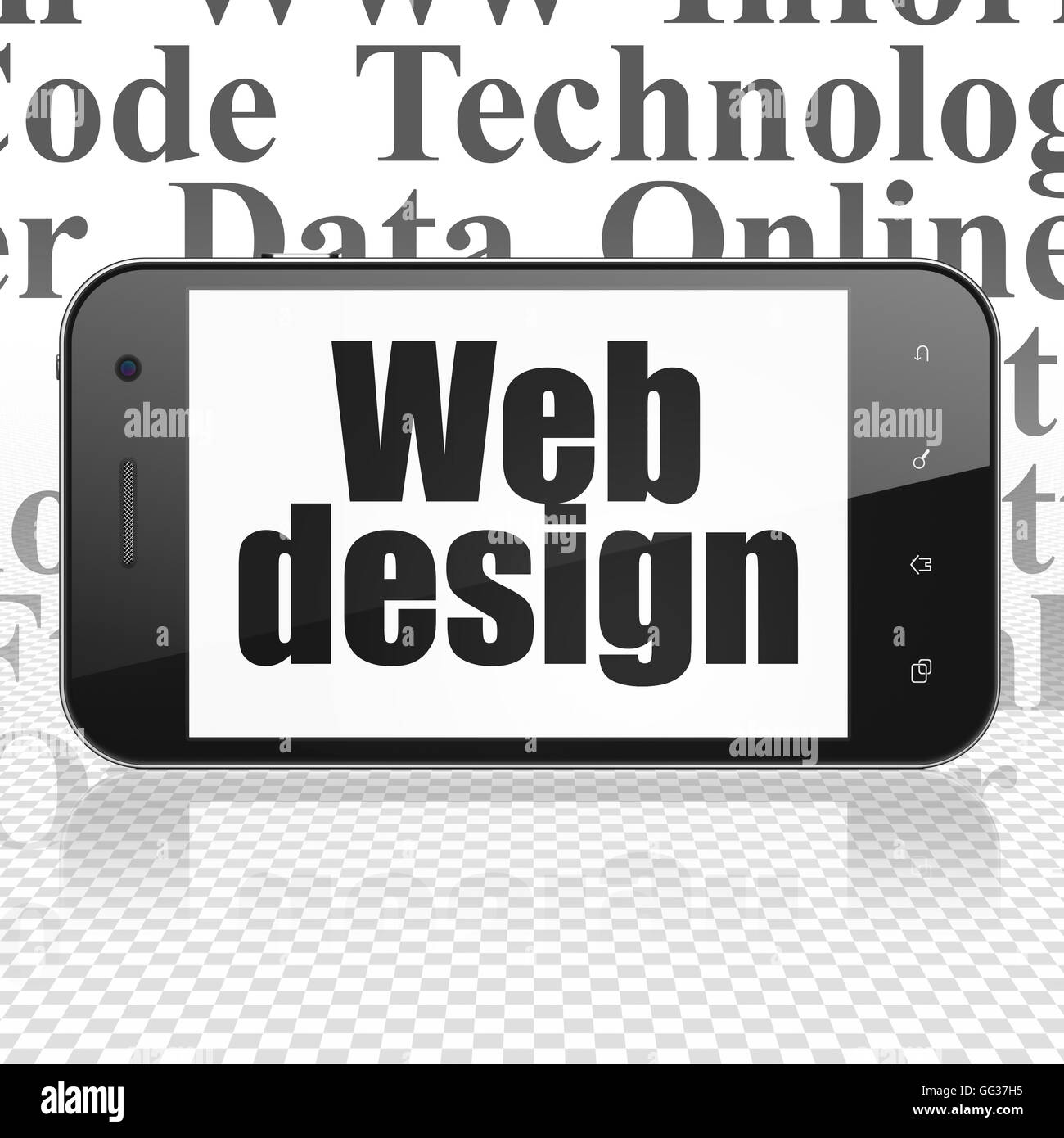 Web development concept: Smartphone with Web Design on display Stock ...