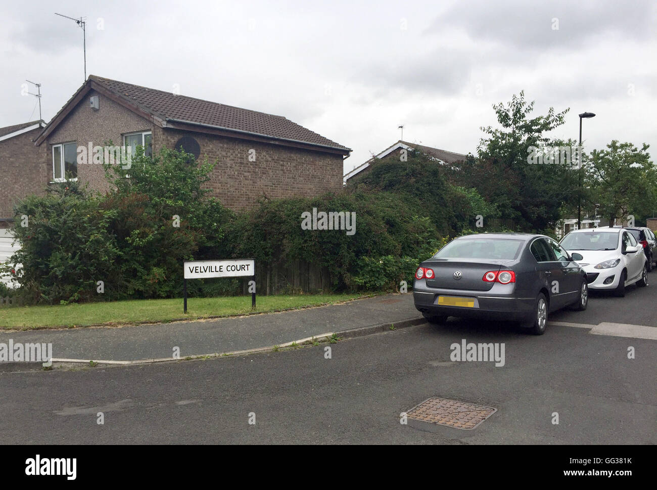 NOTE NUMBERPLATE PIXELATED BY THE PA PICTURE DESK A general view of Velville Court in Newcastle upon Tyne, after a man and woman were arrested on suspicion of the murder of a 13-week-old baby boy. Stock Photo
