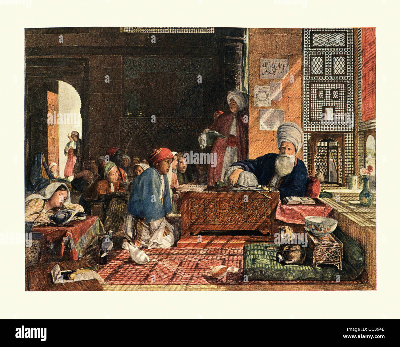 A School at Cairo, after the watercolour by John Frederick Lewis Stock Photo