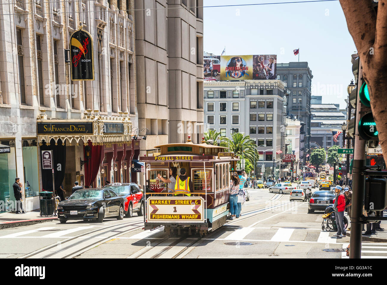 Streetlife, Cable Car, San Francisco, USA Stock Photo