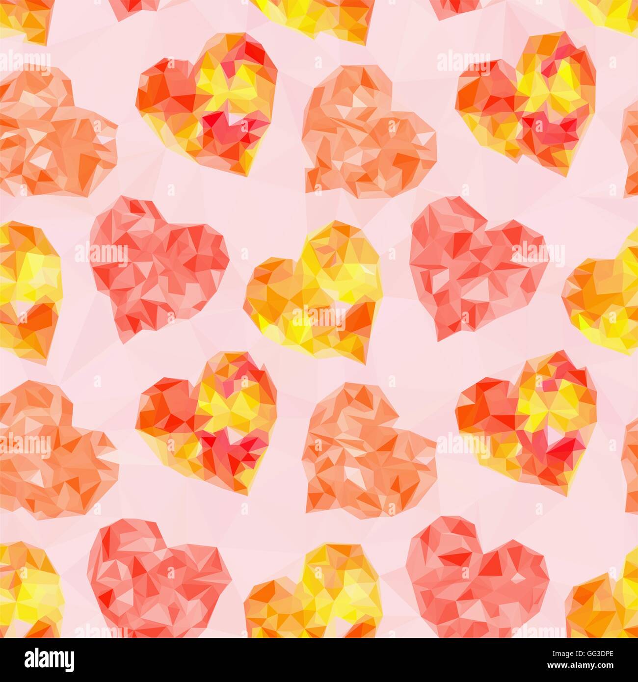 Valentine Hearts Background Low Poly Stock Vector
