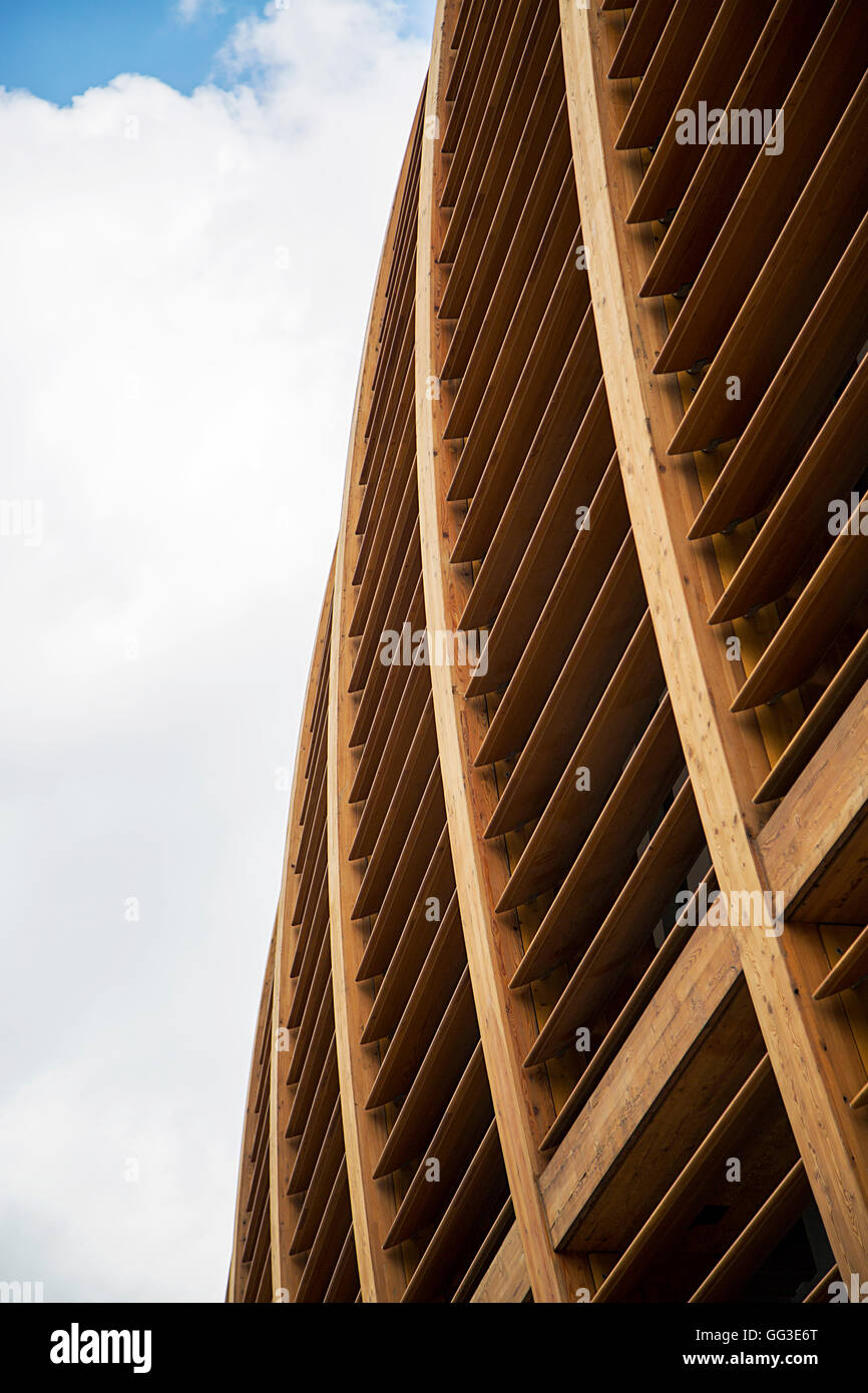 MILAN, ITALY - MAY 31, 2016: Detail of Unicredit Pavilion in Milan, Italy. Its a building iin Porta Nuova designed by Michele de Stock Photo