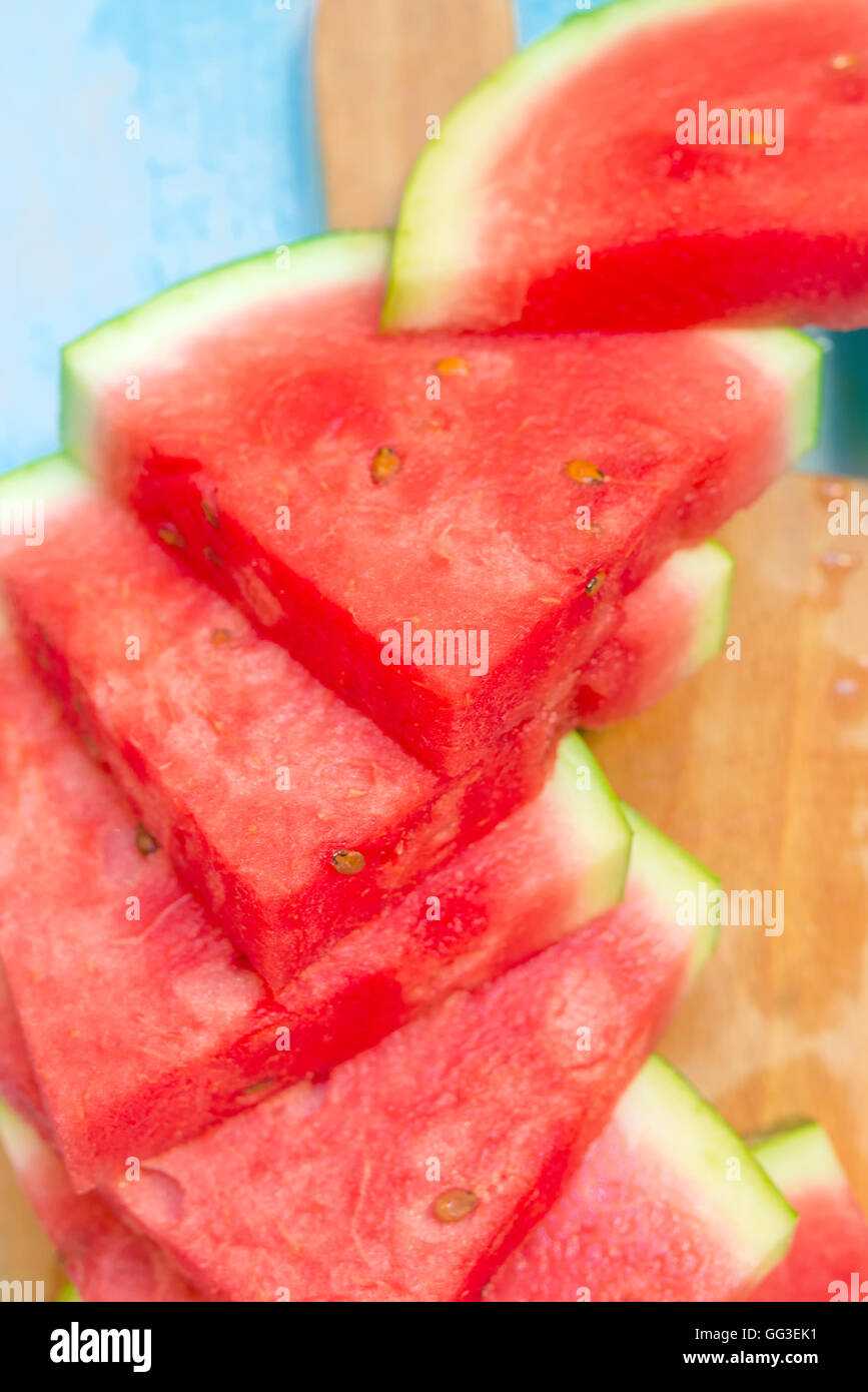 Close up of watermelon slices, selective focus Stock Photo