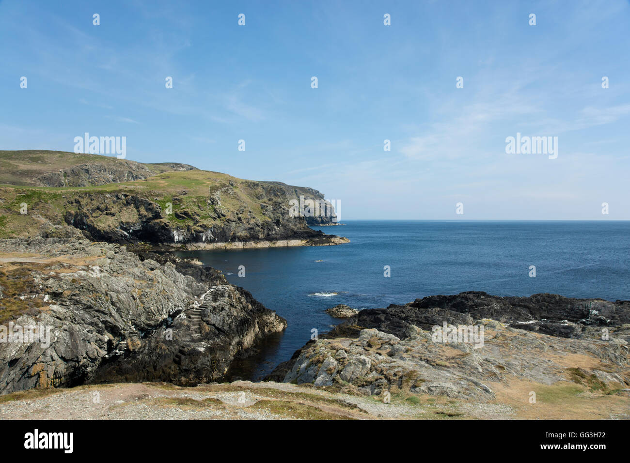 Cliffs and sea Calf of Man Isle of Man Stock Photo