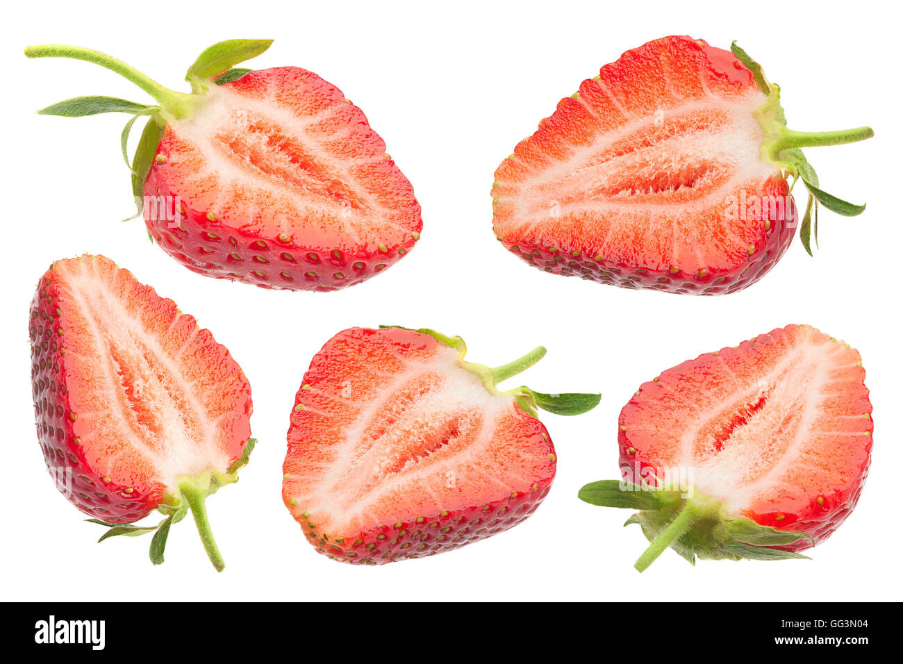 Strawberry fruit collection closeup isolated on white background Stock ...