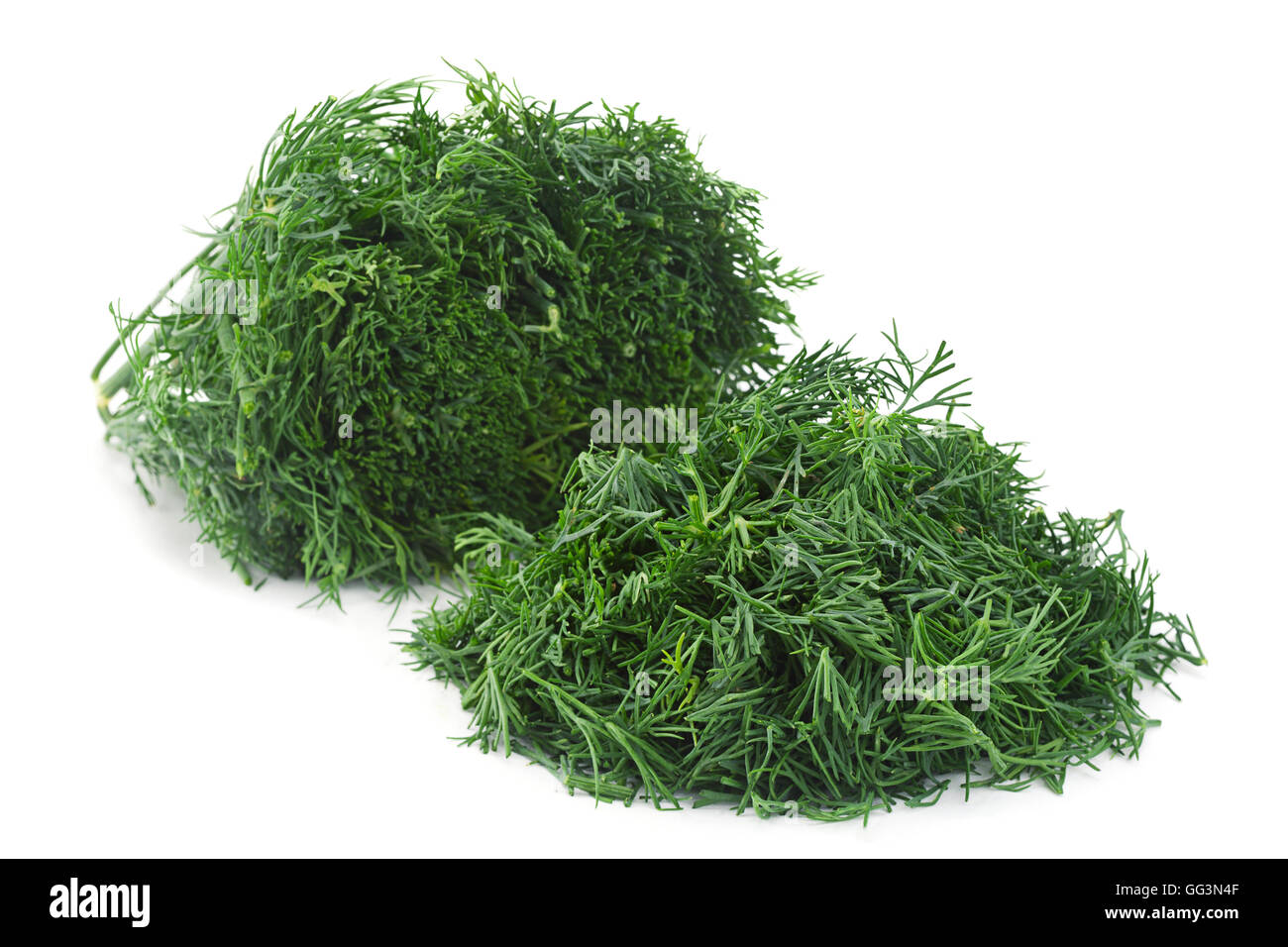 Dill herb chopped closeup isolated on white background Stock Photo Alamy