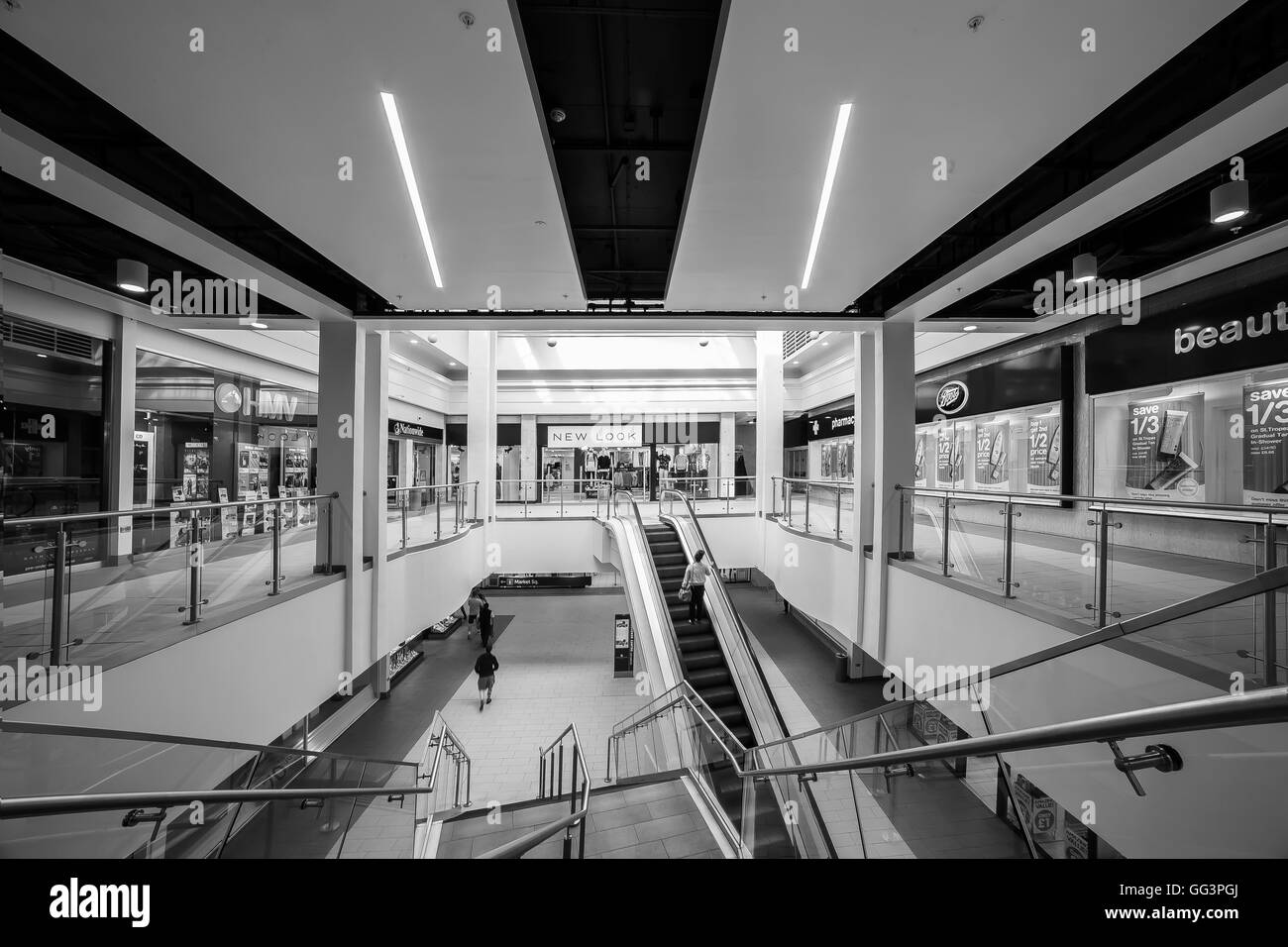 Early morning in the Grosvenor centre Northampton. Stock Photo