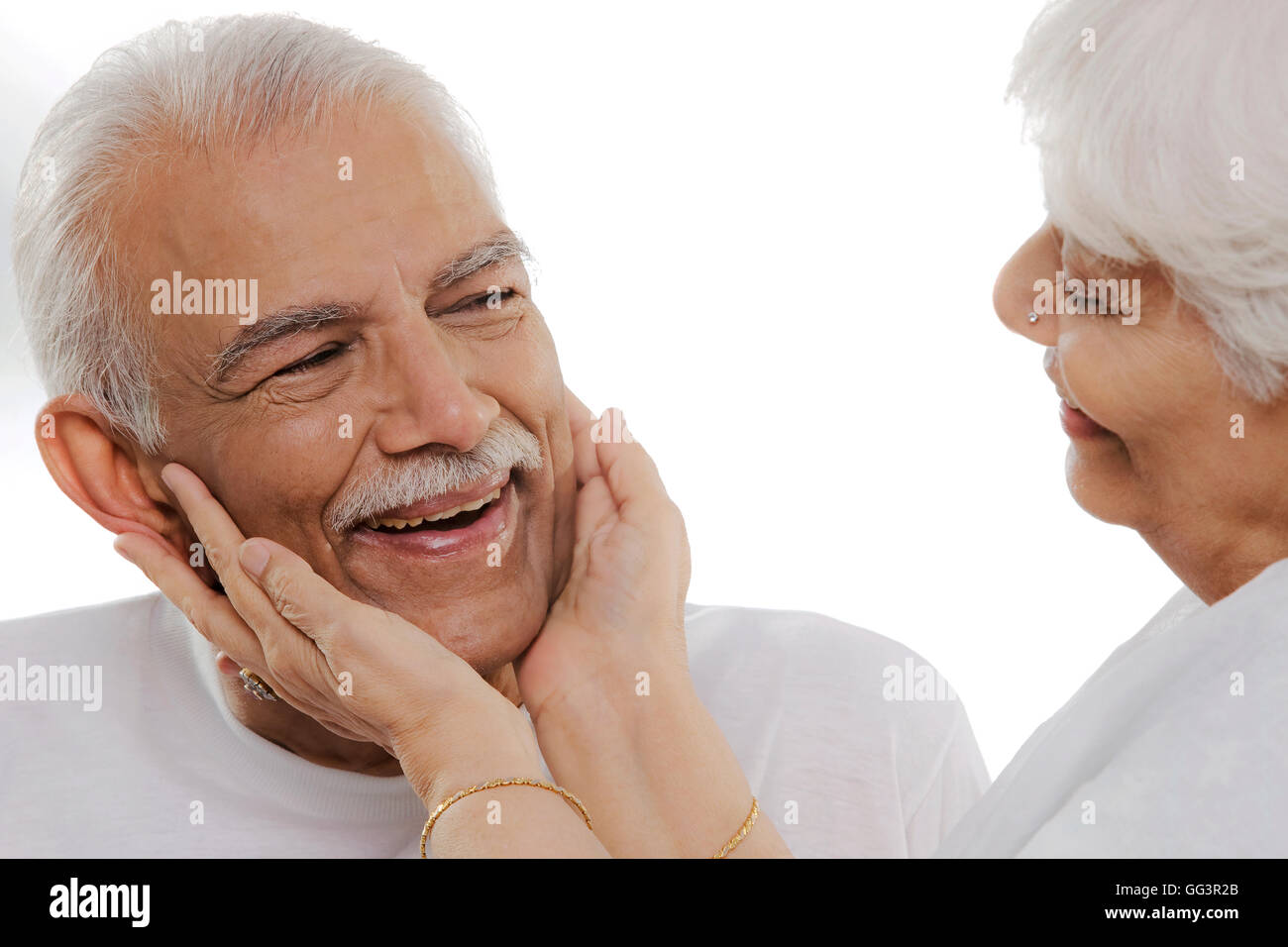 Old man smiling Stock Photo