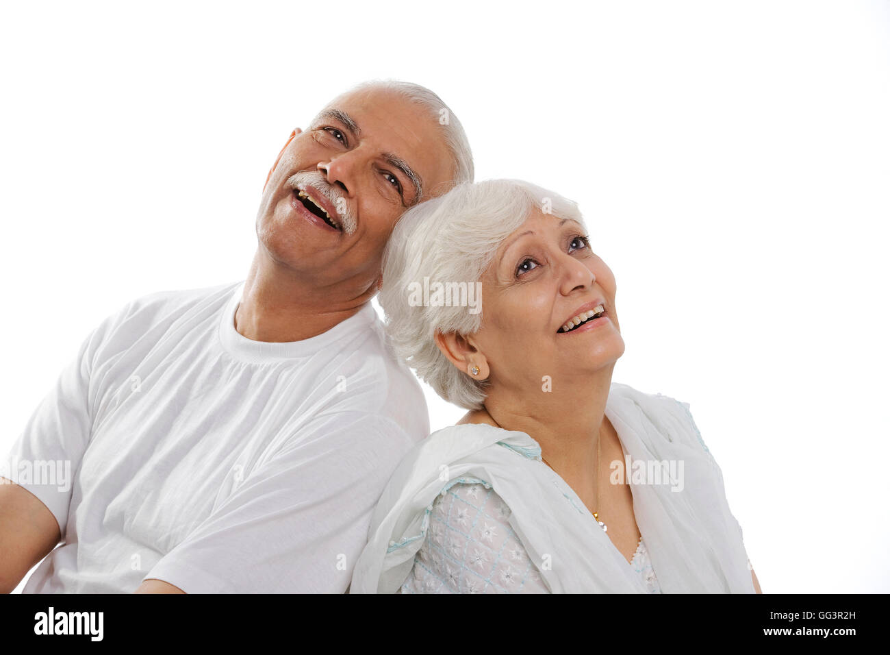 Old couple smiling Stock Photo