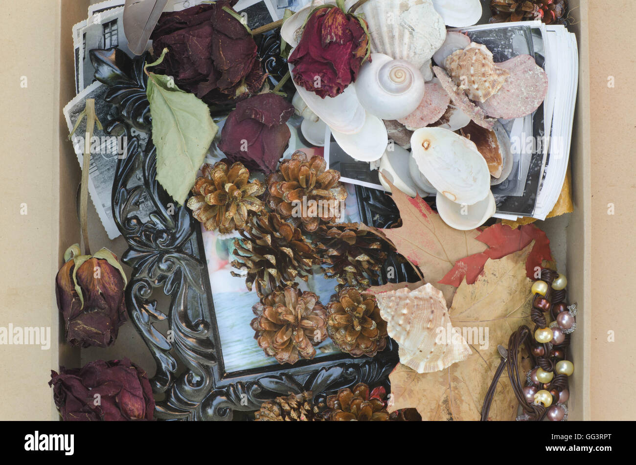 vintage retro objects in box Stock Photo - Alamy