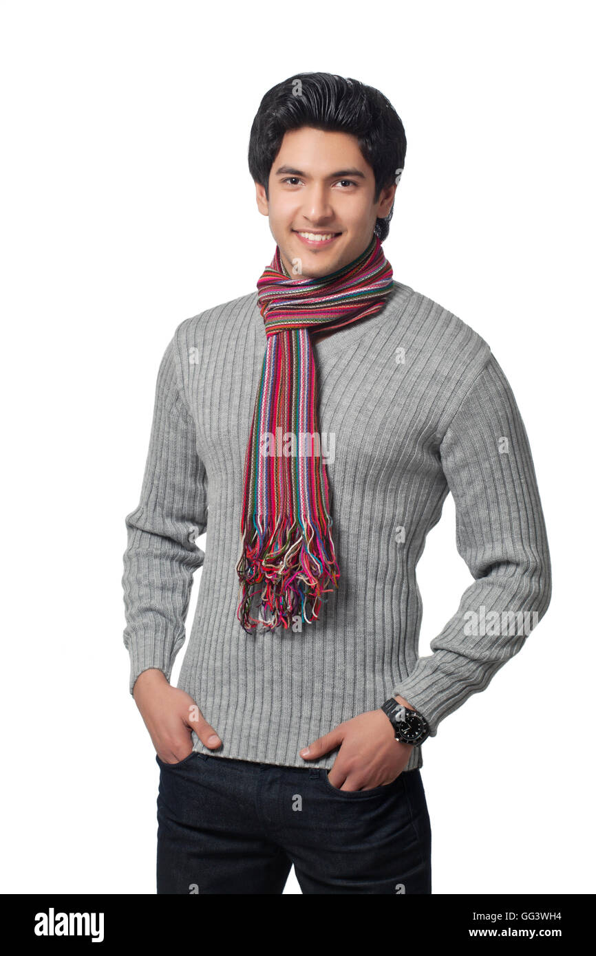 Portrait of young man wearing sweater Stock Photo