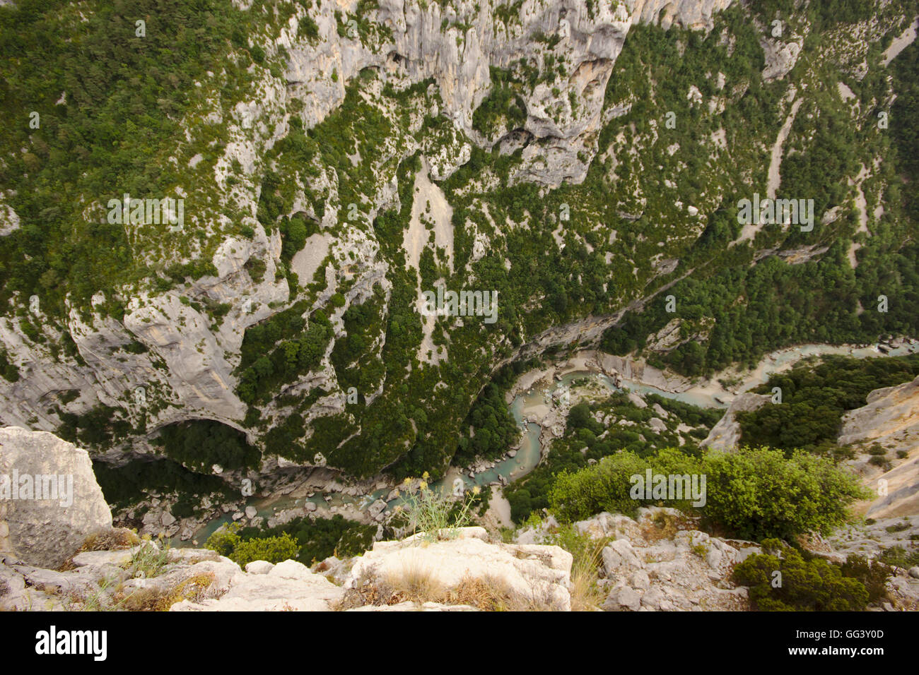 Gorges du Verdon, deep view of the canyon from Belvedere de Trescaire on Route des Cretes. Provence, France Stock Photo