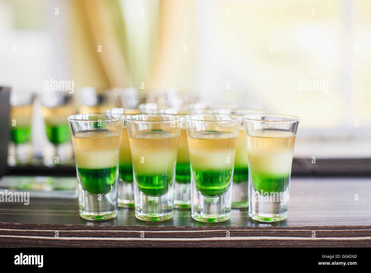 Alcoholic Drinks And Beverages On Wedding Reception Stock Photo
