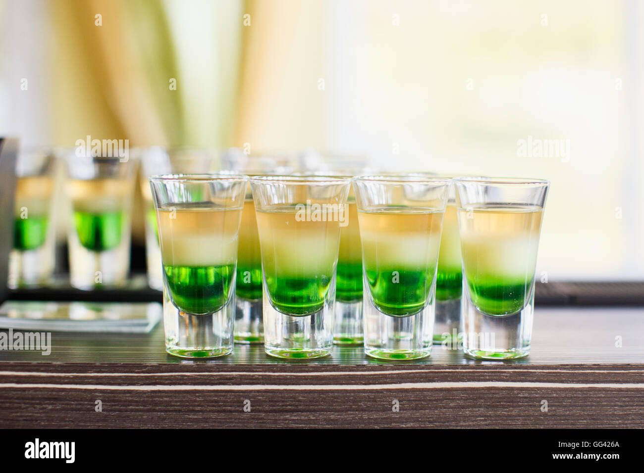Alcoholic Drinks And Beverages On Wedding Reception Stock Photo