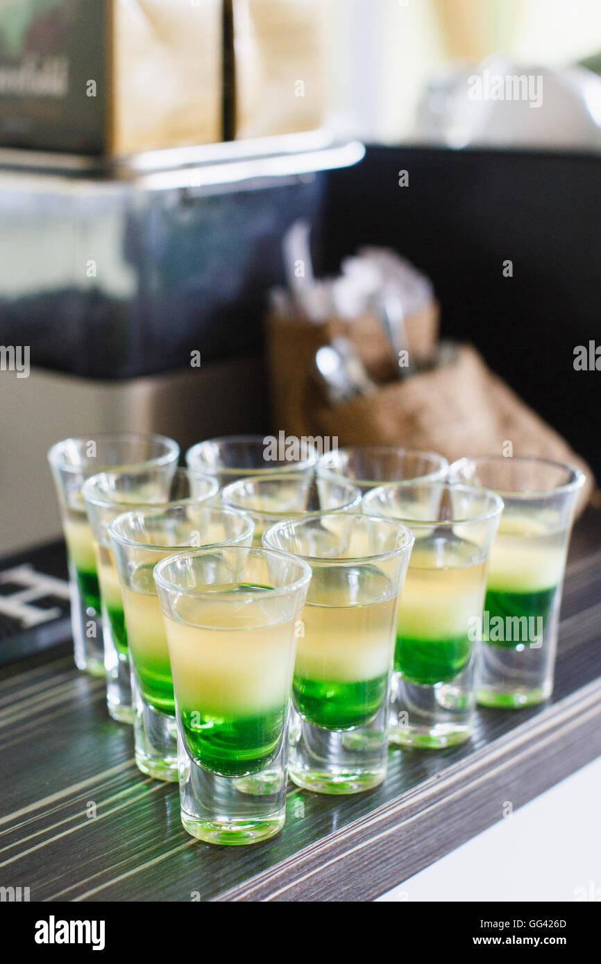 alcoholic drinks and beverages on wedding reception Stock Photo Alamy