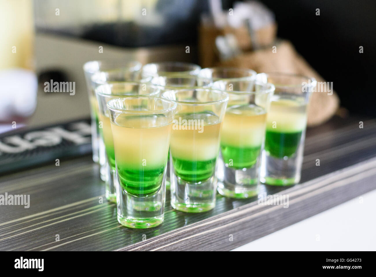 Alcoholic Drinks And Beverages On Wedding Reception Stock Photo
