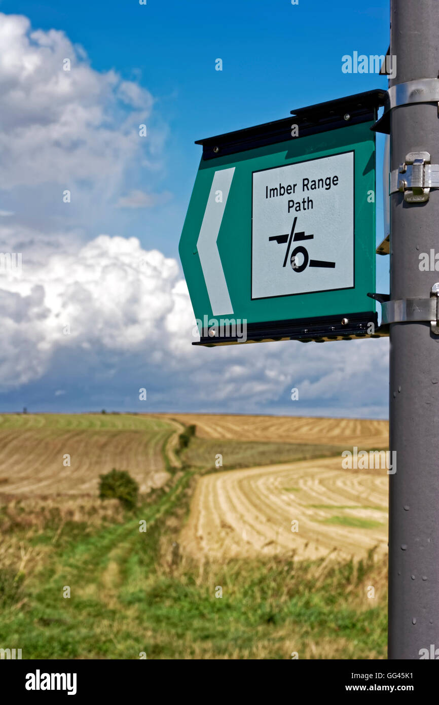 Salisbury Plain Imber Range Path Sign, Wiltshire, United Kingdom. Stock Photo