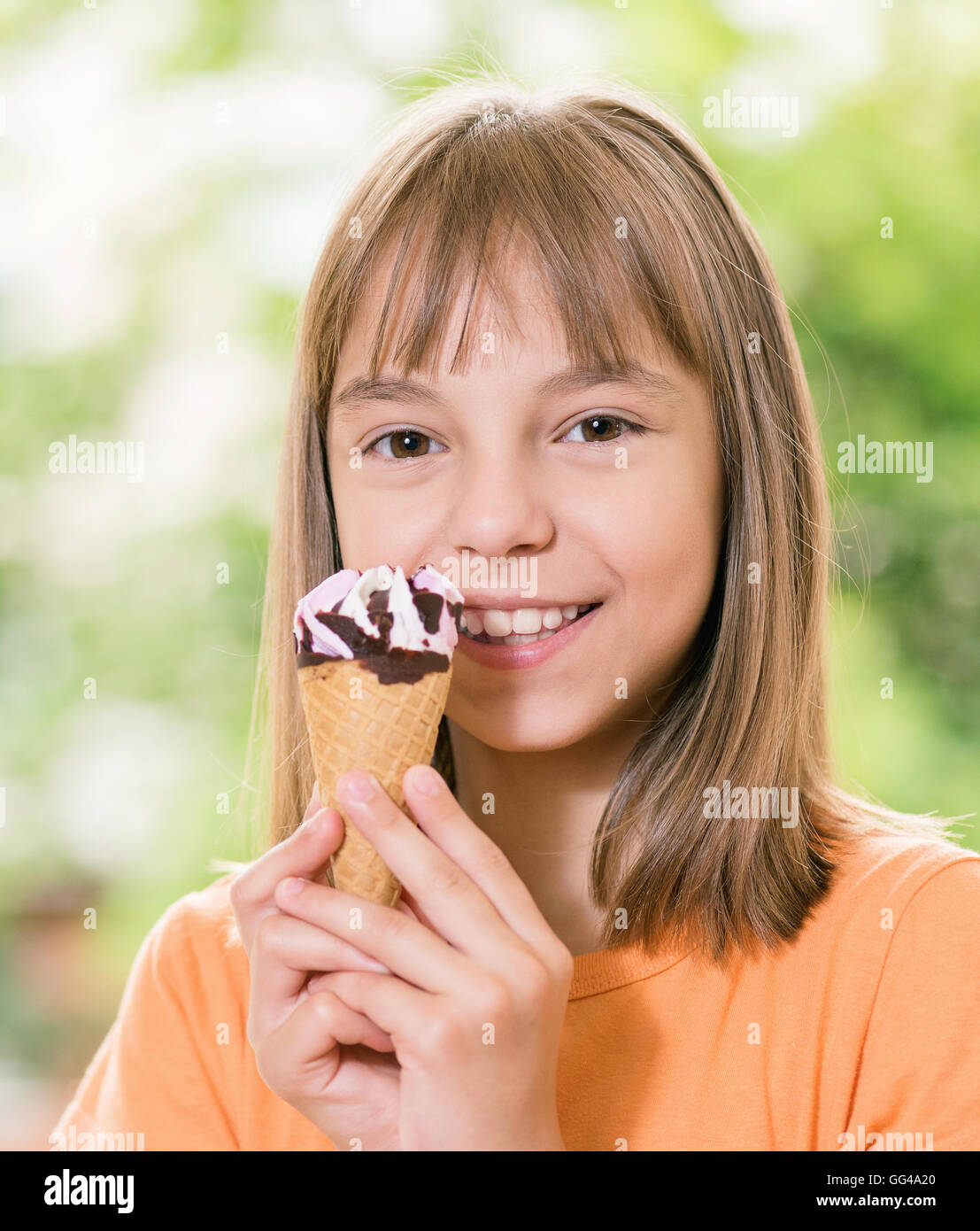 Girl with ice cream Stock Photo Alamy