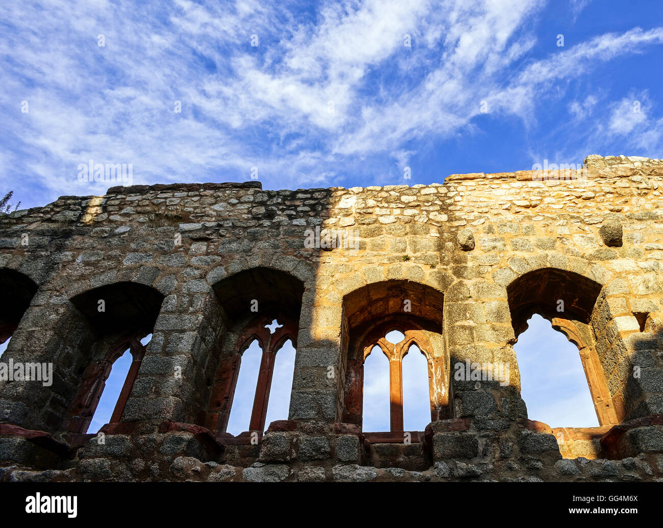 Majestic medieval castle ruins on the top of the hill, Ortenbourg ...