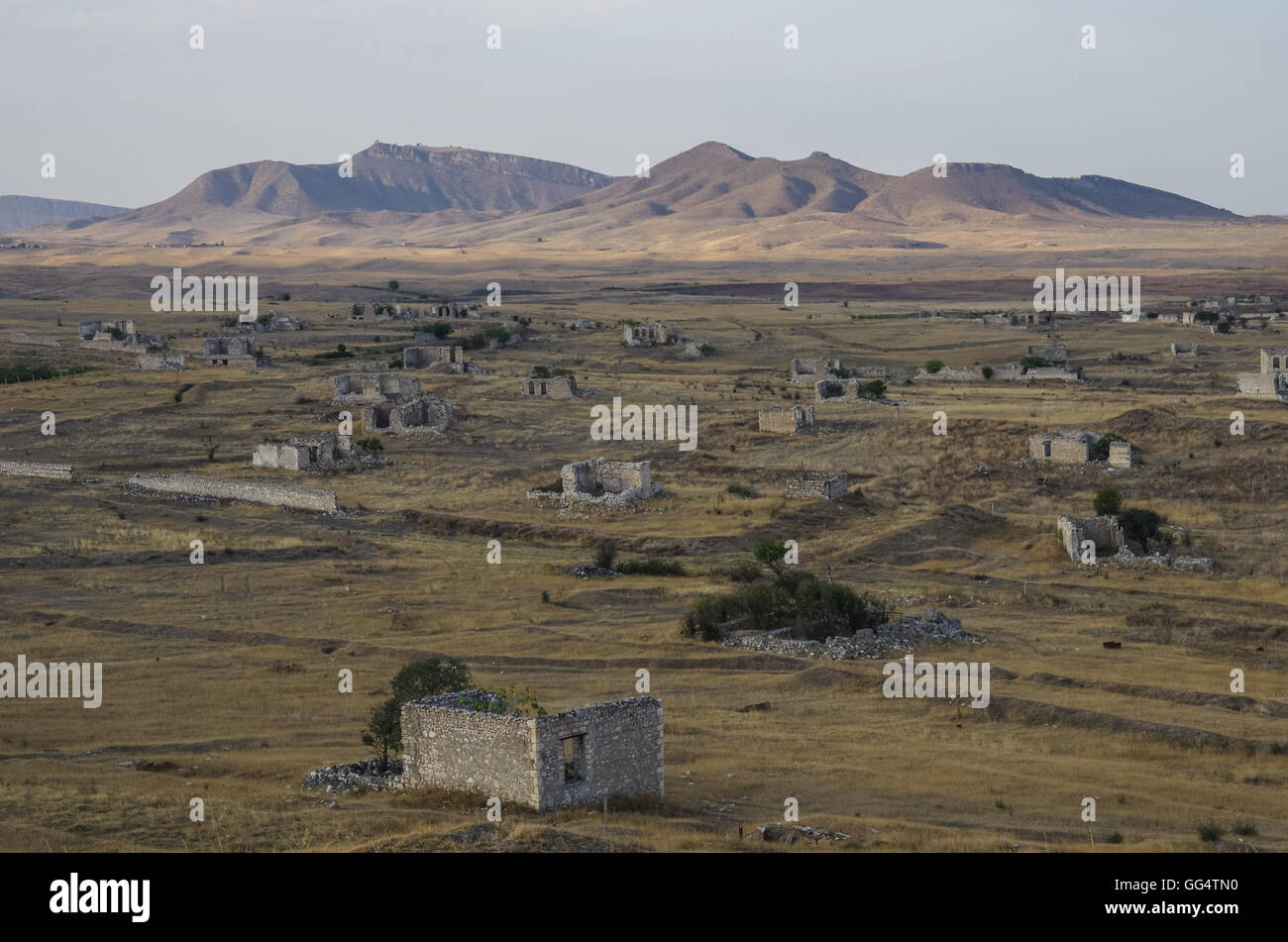 Ruins of Agdam city in Nagorno Karabakh Republic. Azerbaijan - Armenia war result Stock Photo