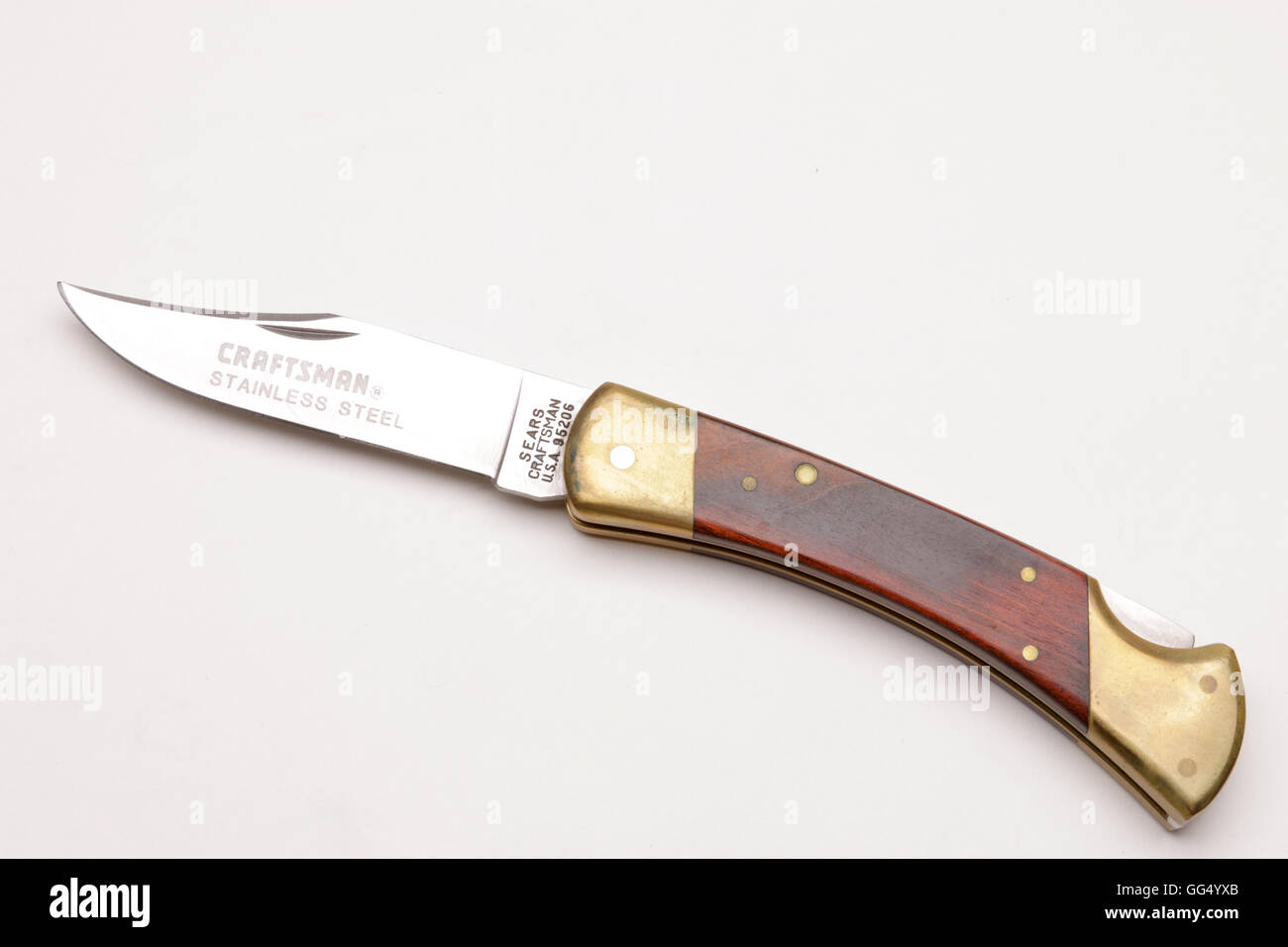 'Buck' style folding hunting knife. Stock Photo