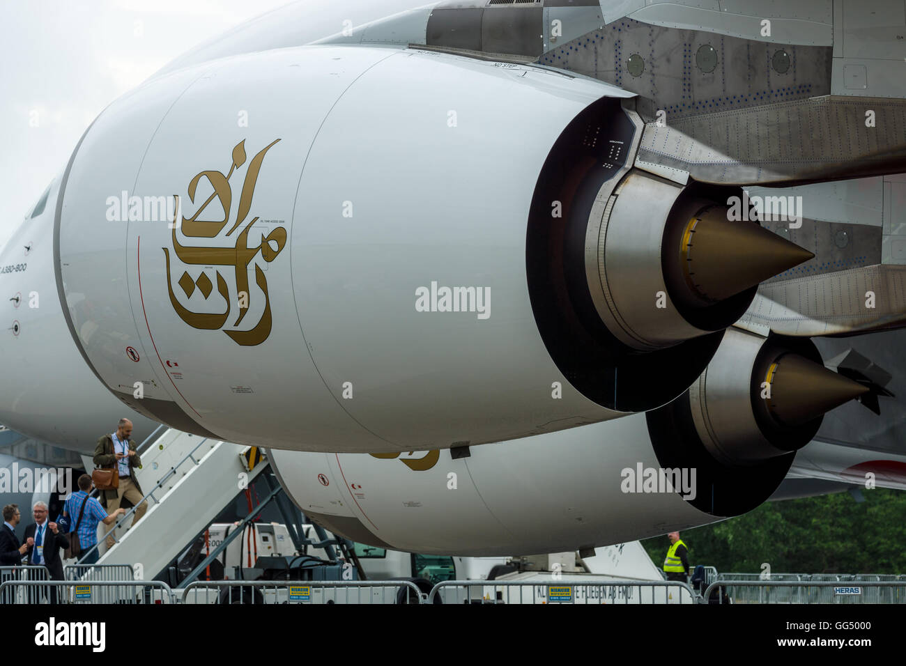 A turbofan engine Rolls-Royce Trent 900 the largest aircraft in the world - Airbus  A380. Emirates Airline Stock Photo - Alamy